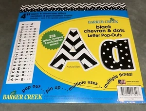 Barker Creek 4" Letter Pop-Outs Black Chevron Dots Multiple Use Designer Letters - Picture 1 of 9