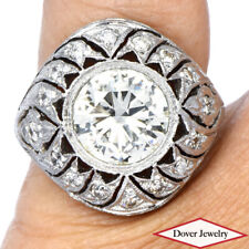 Antique 3.67ct Diamond Platinum Filigree Engagement Ring 11.5 Grams NR