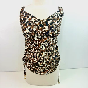 Maxine of Hollywood 16 Tankini Top Only Swim Leopard Print Underwire Side Ruched - Picture 1 of 15