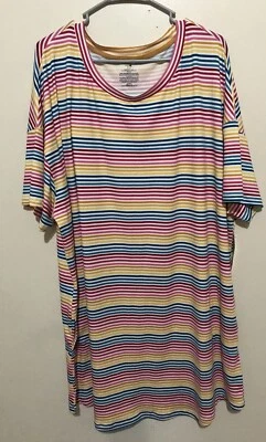 Secret Treasures Dorm Sleepshirt Women's Plus Size 2X - 3X Rainbow Stripe - Image 1 of 4