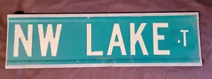 Authentic Retired "NW LAKE ST" Double Sided 24" X 7" Street Sign - Picture 1 of 13