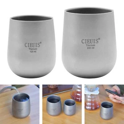 Ultralight Double Wall Titanium Cup Coffee Cup Drinkware Insulated Mug Camping - Image 1 of 4