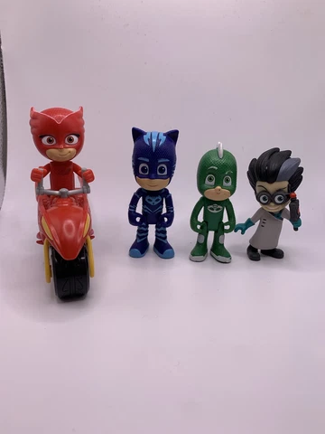 PJ Masks Figures Lot Gekko Cat Boy Romeo Lot Of 4 Figures  Owlette Motorcycle Cover