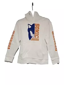 New Sonic the Hedgehog Racing Logo Boys Medium Cotton Sega Gaming White Hoodie - Picture 1 of 5