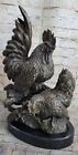 Rooster Chicken Country Kitchen Poultry Bronze Marble Statue Collector Art Sale