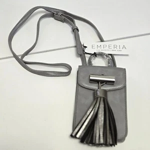 EMPERIA Handbag/Cell Phone Purse, Gray Vegan Leather, Adjustable Strap 4"x6" NEW - Picture 1 of 4