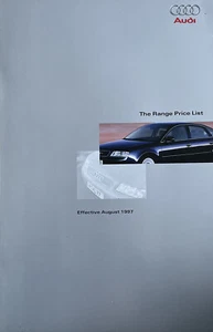 Audi Range Price List UK Brochure August 1997 A3 A4 A6 A8 S8 Cabriolet Avant - Picture 1 of 3