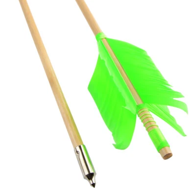 6x Archery Flu-Flu Arrows 8.5mm Wooden Arrow 4 Feathers Fletching Target Hunting - Image 1 of 4