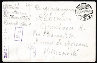 Germany Cover 1916 WWI Prisoner of War Zier Lager Güttersloh to Denmark Z2956 - Image 1 of 4
