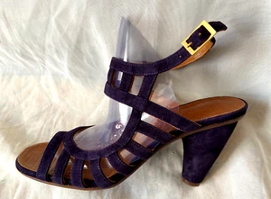 CHIE MIHARA VINTAGE SUEDE STRAPPY SANDALS IN DEEP PURPLE 37 7-6.5 SPAIN - Picture 1 of 8
