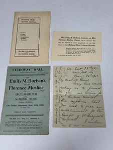 Emily M Burbank Pianist Recital Brochures 1899 & Signed Handwritten Letter 1902 - Picture 1 of 15