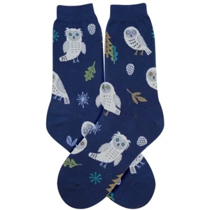 Snowy Owls Women's Crew Socks Size 9-11 Foot Traffic Novelty Fashion New - Picture 1 of 1