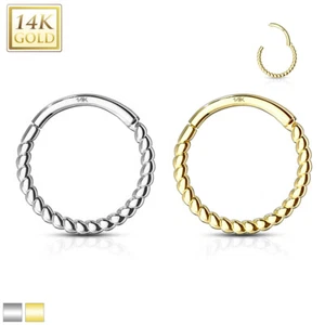 14K Solid GOLD Braided Hoop EAR NOSE Piercing Septum Orbital Daith Helix Rings - Picture 1 of 5
