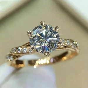 Gorgeous Women Rings Wedding Jewelry Yellow Gold Plated Cubic Zirconia Size 6-10 - Picture 1 of 7