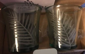 Island Escape Glass Votive Holders Partylite P8413 Fern Leaf Design Tealight - Picture 1 of 2