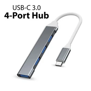USB-C Hub 3.0 | 4-Port USB C Adapter Hubs Dock Extender Data Splitter PC Laptop - Picture 1 of 11
