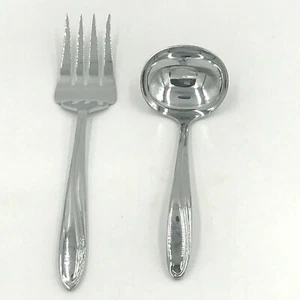 Forchetta per porzione in vassoio vintage Permabrite Latham e carne linee vorticose UT - Foto 1 di 8