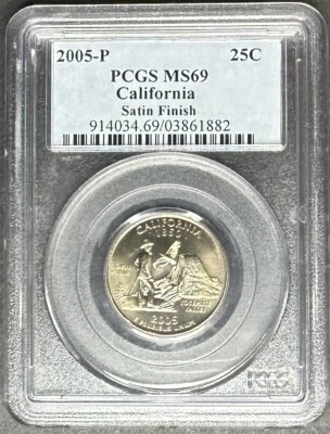 2005-P Satin California Quarter PCGS MS-69, Buy 3 Items, Get $5 Off!!! - Image 1 of 2