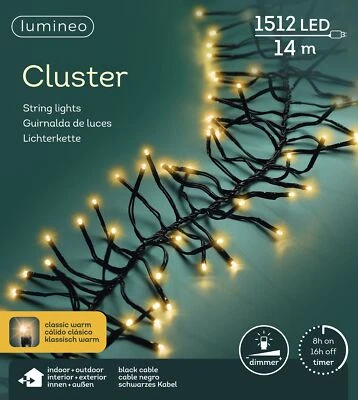 Lumineo Lichterkette Cluster 1512 LED 14 m klassisch warm, schwarzes Kabel - Bild 1 von 4
