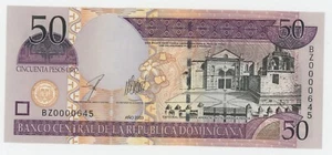 Dominican Republic 50 Pesos 2003 Pick 170.c UNC Banknote Low Serial BZ0000645 - Picture 1 of 2