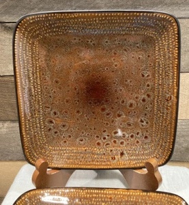 (4) Home Trends Atlas Black with Brown Interior Square Salad Plates - 8.5 Inches - Picture 1 of 3