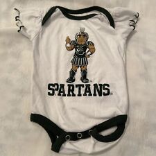 Team Athletics MSU Spartans Infant Creeper Romper White With Green Trim 0-3M
