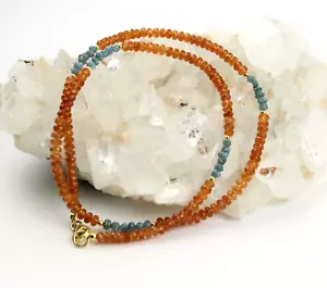 Collar de piedra preciosa facetada zafiro naranja con diamante en bruto azul aprox. 47 cm - Imagen 1 de 6