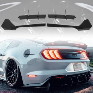 Black Rear Diffuser & Rear Side Splitter Kit For Ford Mustang Ecoboost 2018-2023 - Picture 1 of 14