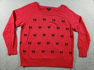 Torrid Sweater Womens Plus 2X Red Bows Cotton Pullover Casual Christmas Knit - Picture 1 of 9