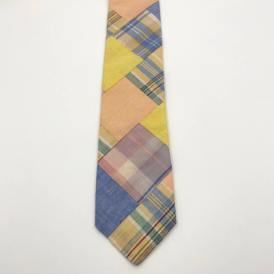 Corbata de Colección Robert Talbott Para Hombre 3" Madras Patchwork Cuadros Algodón Pastel Foto 1 de 4