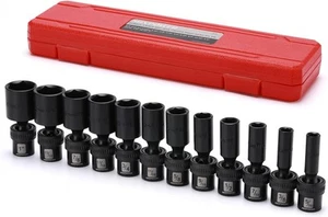 MIXPOWER 3/8" Drive Deep Impact 12 Pcs SAE 3/8'' Dr. (Deep), Black - Picture 1 of 8