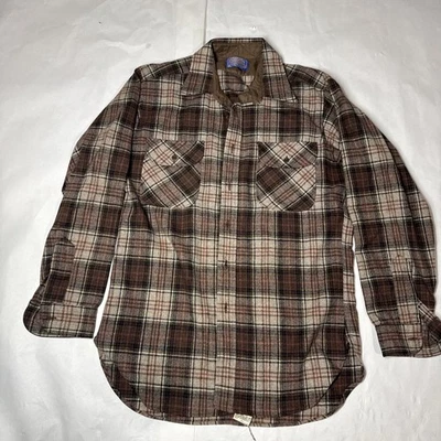 Vintage Pendleton Shirt Medium Plaid Pockets 100% Pure Virgin Wool Buttons - Image 1 of 4