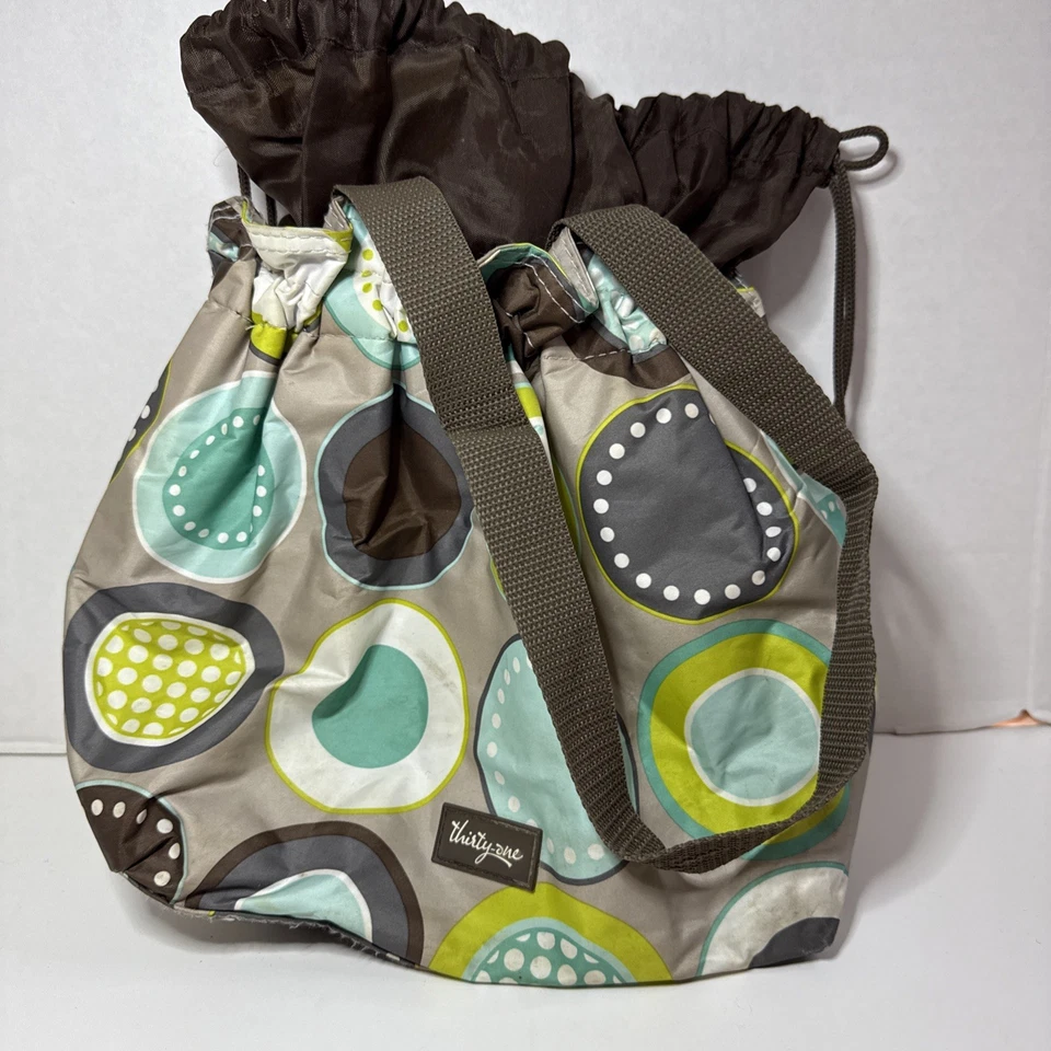 Thirty-One Cinch It Up Termal Picnic Lonchera Saco Bolso de Mano Como Nuevo Chip Circles Foto 1 de 4