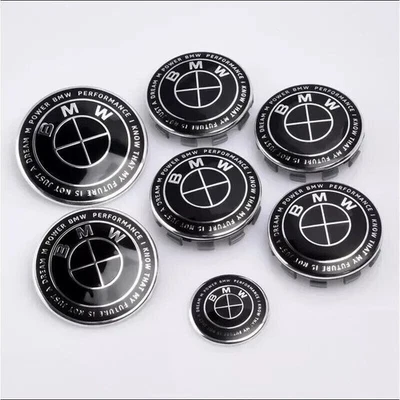 7Pcs 82mm 74mm 68mm 45mm B-M-W 50th Anniversary Wheel Emblem Rim HubCaps Badges - Image 1 of 4