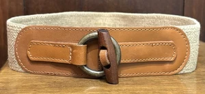 Vintage braun Leder Enden Flex Gürtel Gr. 26 Zapfen/Ringverschluss 2" breit GUC - Bild 1 von 7