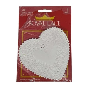 Vintage Royal Lace Valentine Heart Paper  Doilies ~ Open Package 4" White - Picture 1 of 4