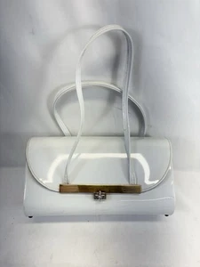 Vintage Crown Lewis White Patent Leather Purse Satchel Handbag Snap Closure - Picture 1 of 17
