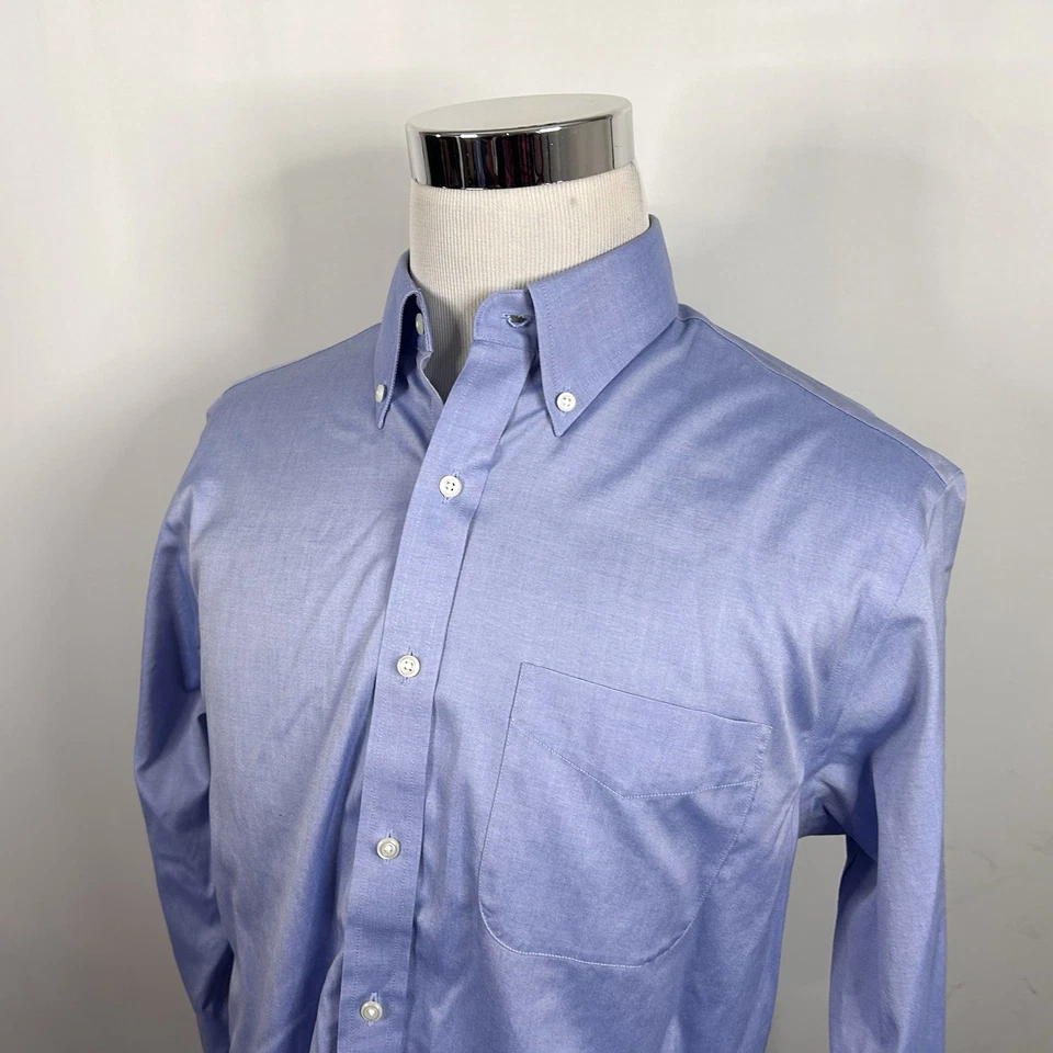 Jos A Bank 16.5 35 Slim Traveler Oxford Shirt Blue 100% Cotton Button Down - Image 1 of 4