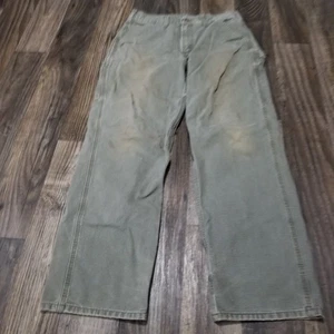 Carhartt Pants Men's 32x32 Moss Green Carpenter Dungaree Fit Canvas Duck B11 MOS - Picture 1 of 12