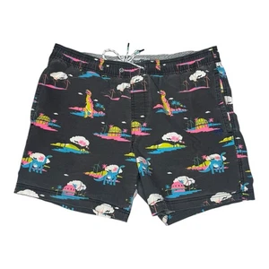 Party Pants Shorts Swim Trunks Mens Palm Tree Dinosaur Island Gray - Size XL - Bild 1 von 8