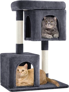 Torre Albero per Gatti 33,5 Pollici per Gatti da Interno con 2 Accoglienti Condomini Peluche, Perco Oversize e S - Foto 1 di 9