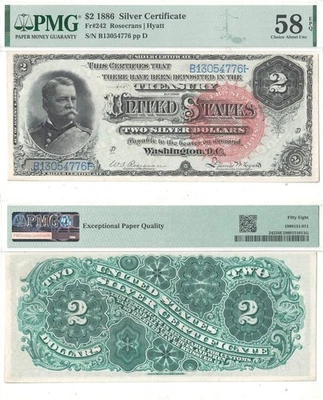 1886 $2 Silver Certificate Fr-242 PMG AU-58 EPQ - Image 1 of 3