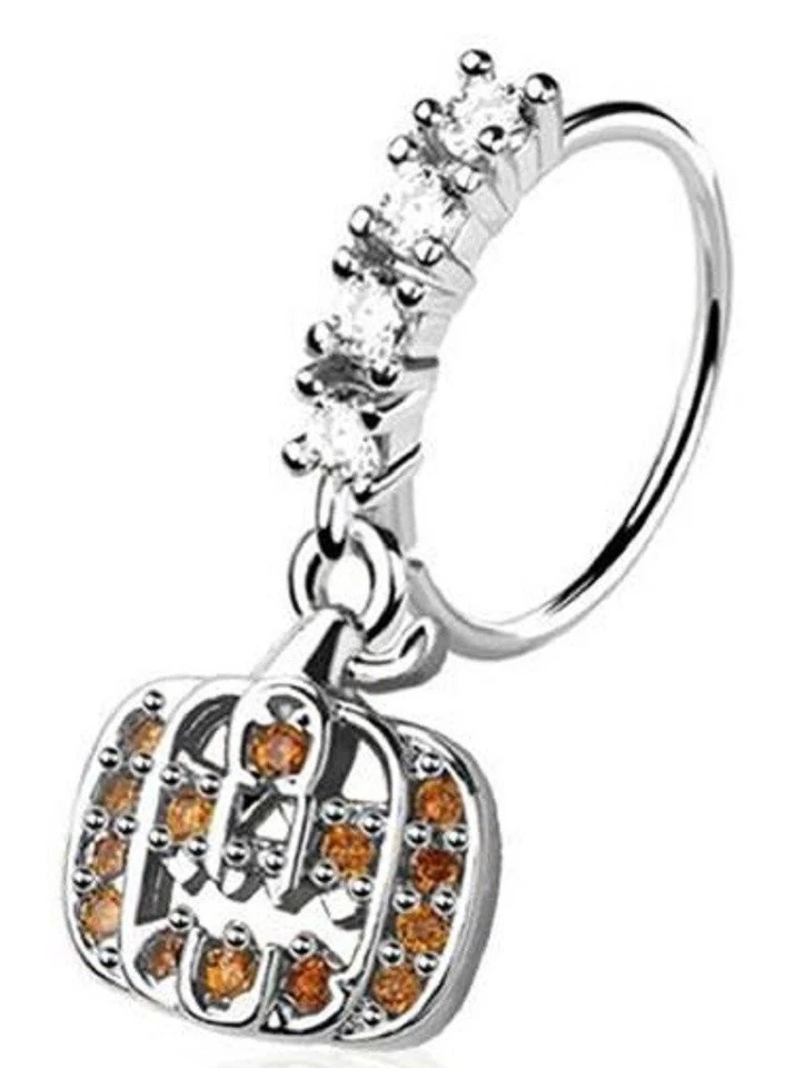 Nose Ring Hoop pumpkin ring  dangle 316L surgical steel - Image 1 of 1