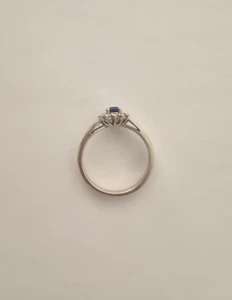 Angara 0.6ct Blue Sapphire & Diamond Ring - 14ct White Gold - Size L 1/2 - Picture 1 of 10