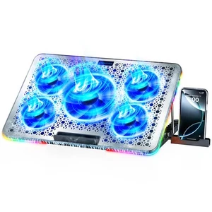 Almohadilla de enfriamiento para computadora portátil, enfriador para computadora portátil para juegos 5 ventiladores silenciosos con placa de metal grande... - Imagen 1 de 7