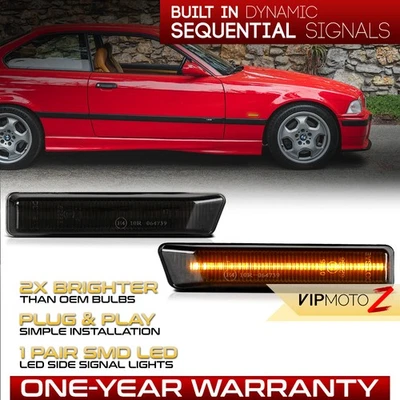 Sequential LED Smoke Side Marker Lights For 1997-2006 BMW E36 318i 325i 328i M3 Foto 1 de 4