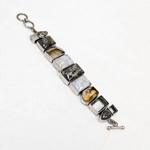 WOW! Starborn Bracelet Sterling Silver Large Gemstone Bracelet 7" *Missing 2* - Picture 1 of 10