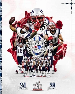 Foto de fútbol americano de la NFL de los New England Patriots Super Bowl LI Champs Collage 8x10 - Imagen 1 de 1