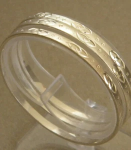 Damen Mädchen Armreif Armband Set 2 versilbert Aros 3 mm breit 2 5/8 Zoll Durchmesser - Bild 1 von 4