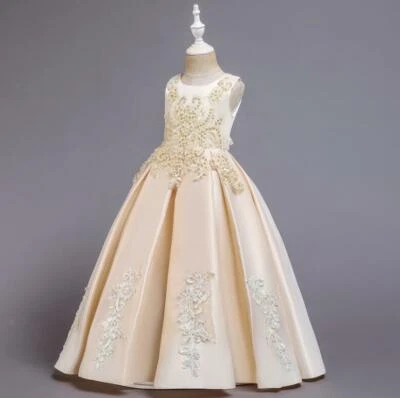 Niños Niño Princesa Vestido Niña Encaje Vestido de Baile Fiesta Concurso Baile de graduación Vestidos de Boda Foto 1 de 4